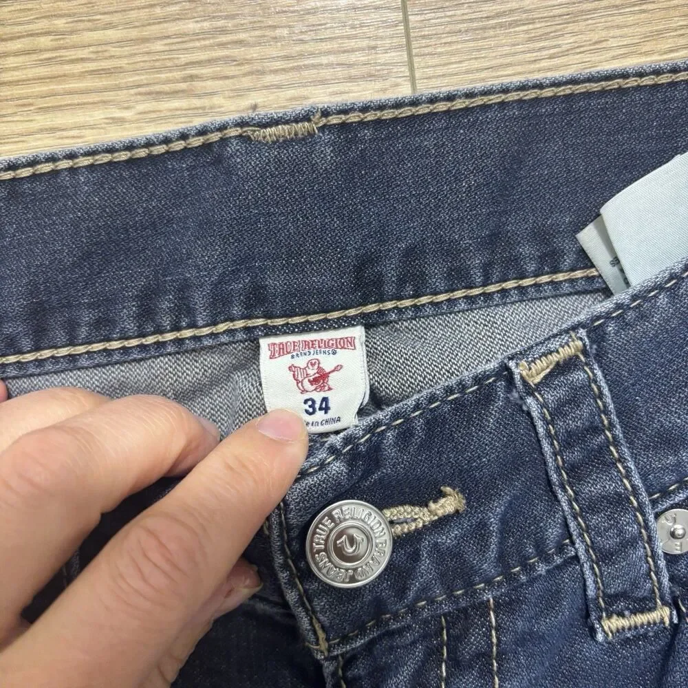 True Religion Straight Leg With Flap Jeans Mens 34x34 Lot Of 2 Denim USA Hip Hop